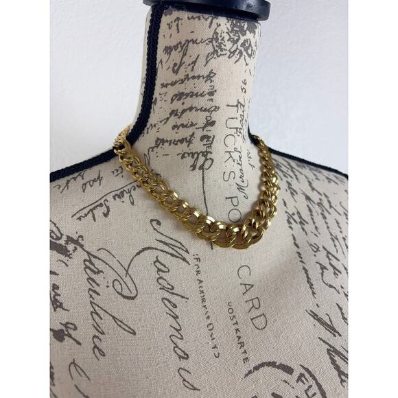 B13 Monet Choker Gold Tone Chunky Chain Vintage Statement Signed Old Money - Picture 3 of 6